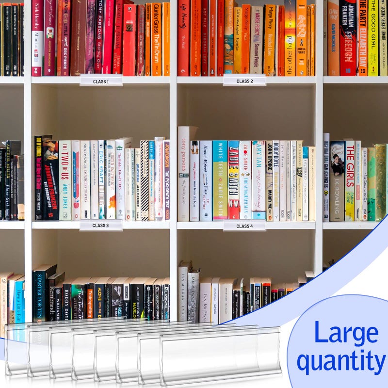 Yexiya 3 x 1 Inch Self Adhesive Label Holders with Paper Label Inserts Clear Shelf Tag Label Holders Plastic Price Tag Holder for Supermarket School Library Bookshelves Mailbox Storage Bins (150 Pieces) - Image 4